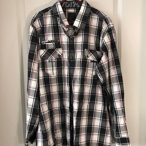 7 Diamonds Black/red plaid button down